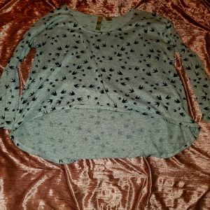 High low crop bird sweater